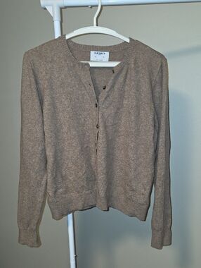 Old Navy Women's Taupe Crewneck Button-Front Cardigan
